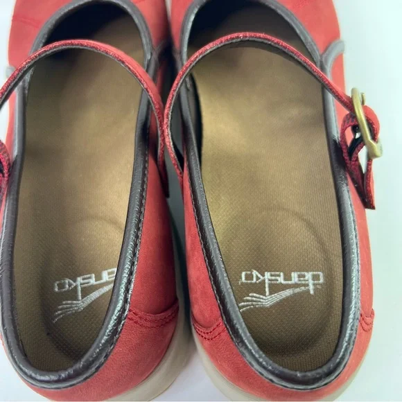 Dansko Steffi Mary Jane Platform Shoes Red Leather Size 38 - Picture 10 of 15